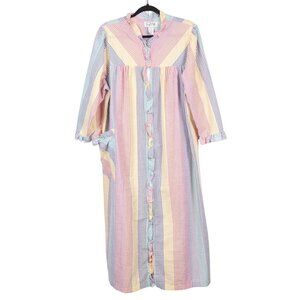 Styled by Saybury VTG House Dress 1X Womens Robe Seersucker Striped  Ruffle